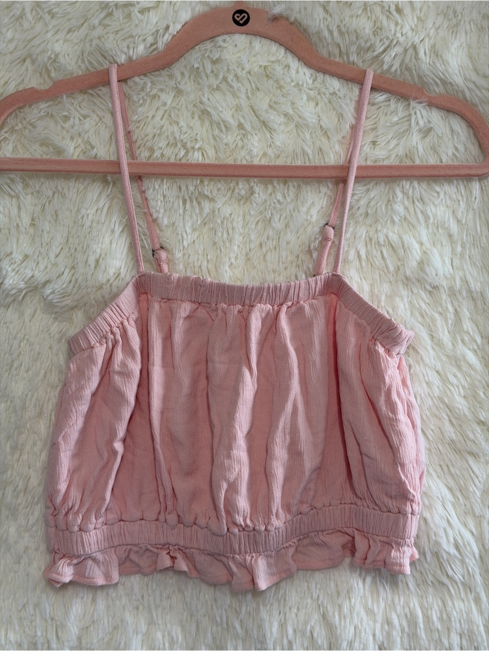 Hollister Womens Coquette Crinkle Gauze Cropped Cami Top S Light Pink Soft Girl